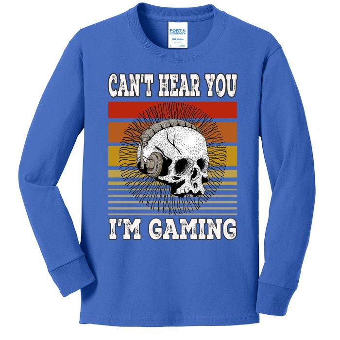 Funny Gamer Skull Gift Headset Can't Hear You I'm Gaming Meaningful Gift Kids Long Sleeve Shirt