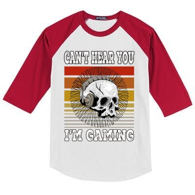 Funny Gamer Skull Gift Headset Can't Hear You I'm Gaming Meaningful Gift Kids Colorblock Raglan Jersey