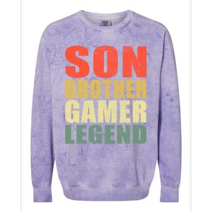 Funny Gaming Son Brother Gamer Legend Retro Gift Colorblast Crewneck Sweatshirt