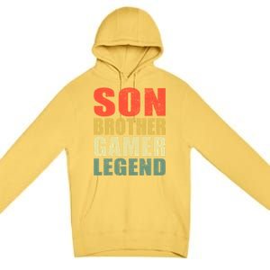 Funny Gaming Son Brother Gamer Legend Retro Gift Premium Pullover Hoodie