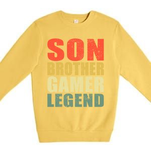 Funny Gaming Son Brother Gamer Legend Retro Gift Premium Crewneck Sweatshirt