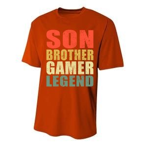 Funny Gaming Son Brother Gamer Legend Retro Gift Performance Sprint T-Shirt