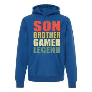 Funny Gaming Son Brother Gamer Legend Retro Gift Premium Hoodie