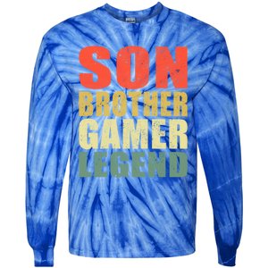 Funny Gaming Son Brother Gamer Legend Retro Gift Tie-Dye Long Sleeve Shirt