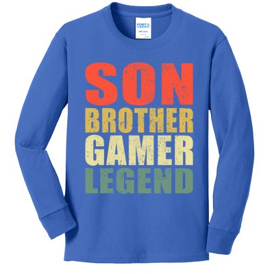 Funny Gaming Son Brother Gamer Legend Retro Gift Kids Long Sleeve Shirt