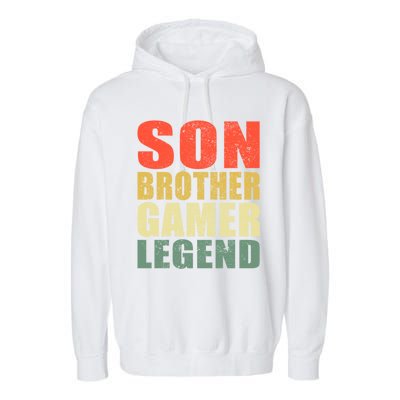 Funny Gaming Son Brother Gamer Legend Retro Gift Garment-Dyed Fleece Hoodie