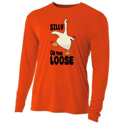 Funny Goose Saying Silly Goose On The Loose Cooling Performance Long Sleeve Crew