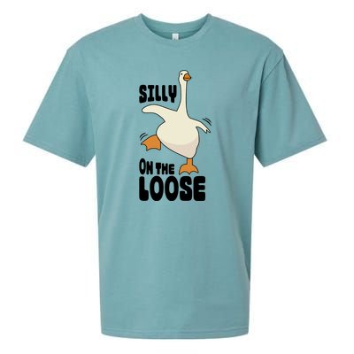 Funny Goose Saying Silly Goose On The Loose Sueded Cloud Jersey T-Shirt