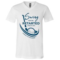 Funny Golf Sayings Swing For The Retarded V-Neck T-Shirt