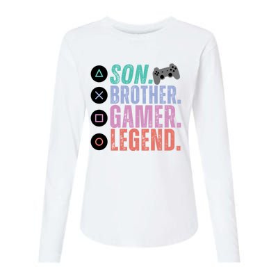 Funny Gaming Son Brother Gamer Legend Womens Cotton Relaxed Long Sleeve T-Shirt