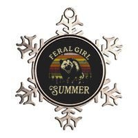 Feral Girl Summer Sarcastic Angry Opossum Metallic Star Ornament