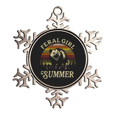 Feral Girl Summer Sarcastic Angry Opossum Metallic Star Ornament