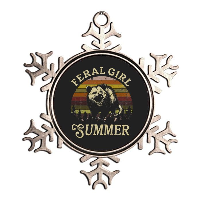 Feral Girl Summer Sarcastic Angry Opossum Metallic Star Ornament