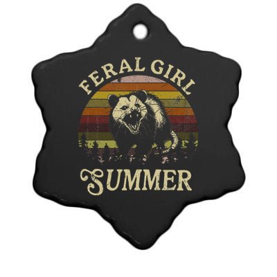 Feral Girl Summer Sarcastic Angry Opossum Ceramic Star Ornament