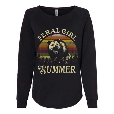 Feral Girl Summer Sarcastic Angry Opossum Womens California Wash Sweatshirt