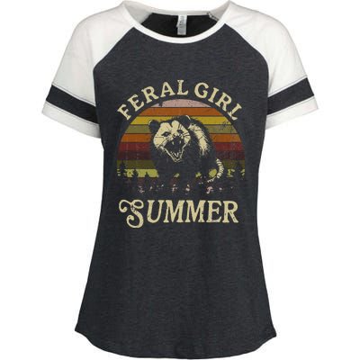 Feral Girl Summer Sarcastic Angry Opossum Enza Ladies Jersey Colorblock Tee