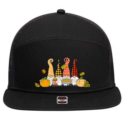 Fall Gnome Shirt Gnomes Hello Fall Thanksgiving Autumn Gifts 7 Panel Mesh Trucker Snapback Hat