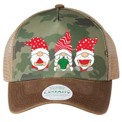 Funny Gnomes Summer Watermelon Xmas Lights Christmas In July Gift Legacy Tie Dye Trucker Hat