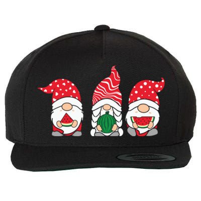 Funny Gnomes Summer Watermelon Xmas Lights Christmas In July Gift Wool Snapback Cap