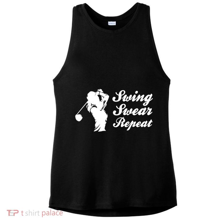 Funny Golf Swing Swear Repeat Female Golfer Version Ladies PosiCharge Tri-Blend Wicking Tank