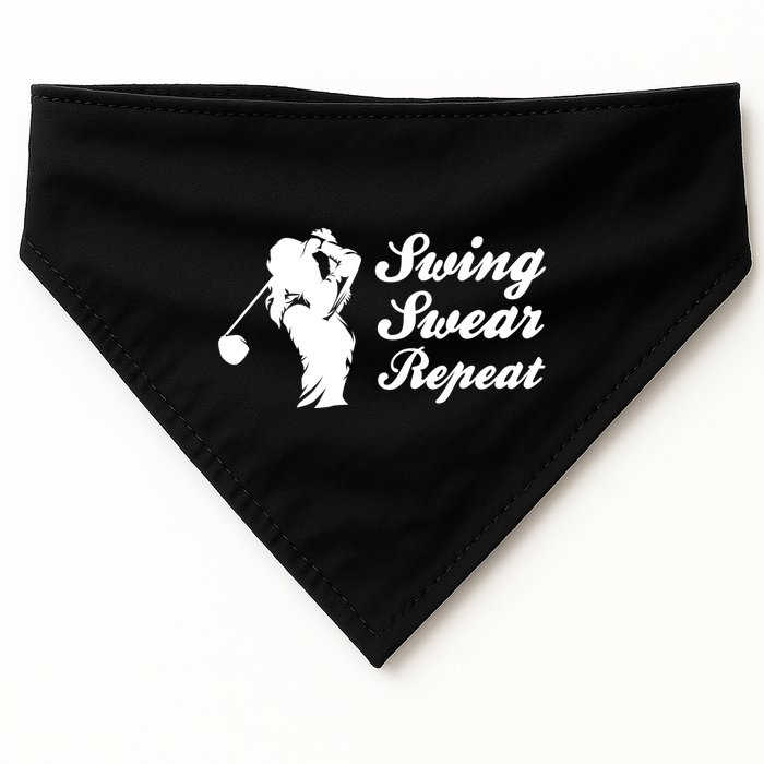 Funny Golf Swing Swear Repeat Female Golfer Version USA-Made Doggie Bandana