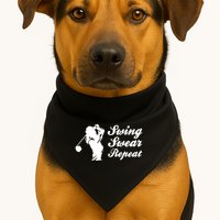 Funny Golf Swing Swear Repeat Female Golfer Version USA-Made Doggie Bandana