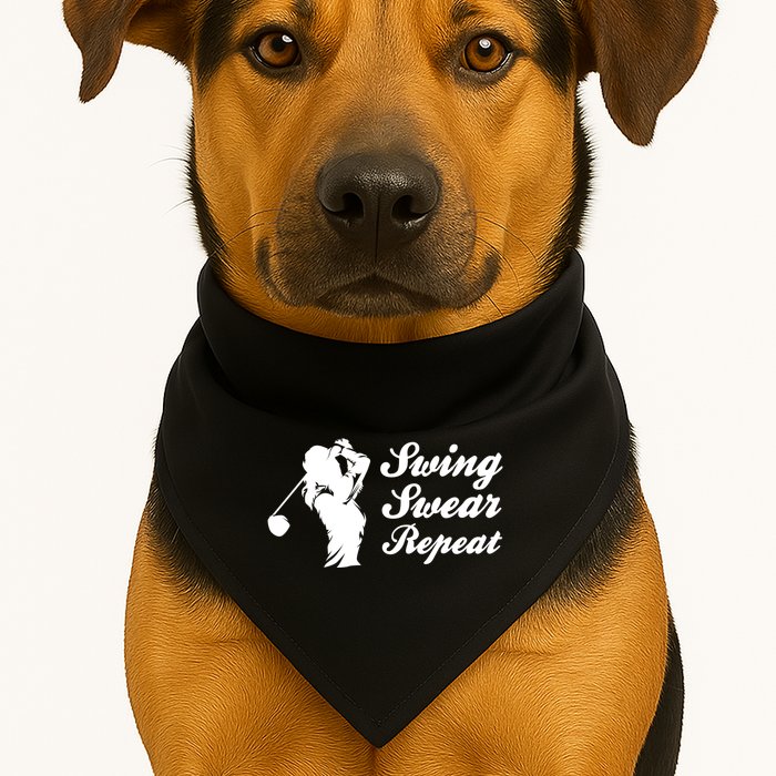 Funny Golf Swing Swear Repeat Female Golfer Version USA-Made Doggie Bandana