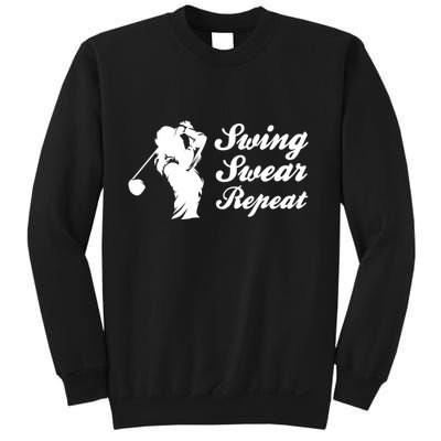 Funny Golf Swing Swear Repeat Female Golfer Version Sweatshirt