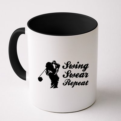 Funny Golf Swing Swear Repeat Female Golfer Version Mug