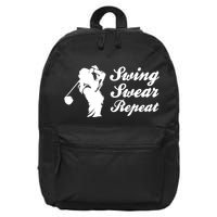 Funny Golf Swing Swear Repeat Female Golfer Version 16 in Basic Backpack