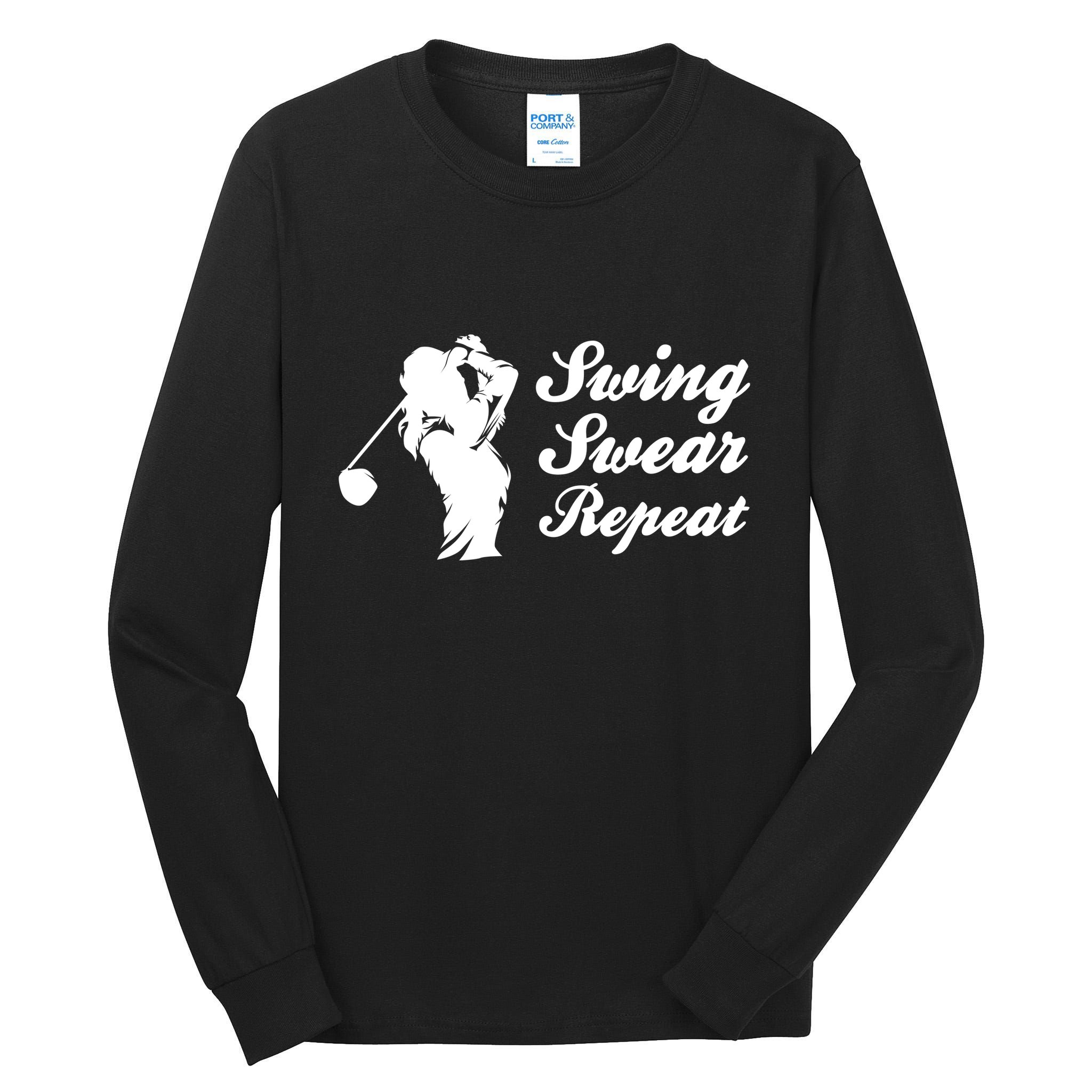 Funny Golf Swing Swear Repeat Female Golfer Version Tall Long Sleeve T-Shirt