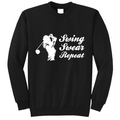 Funny Golf Swing Swear Repeat Female Golfer Version Tall Sweatshirt