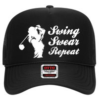 Funny Golf Swing Swear Repeat Female Golfer Version Trucker Hat