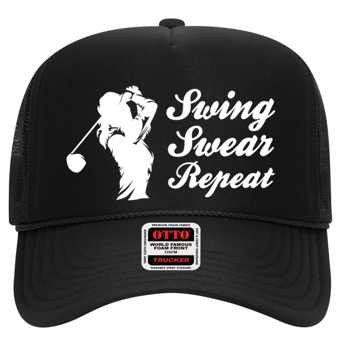 Funny Golf Swing Swear Repeat Female Golfer Version Trucker Hat