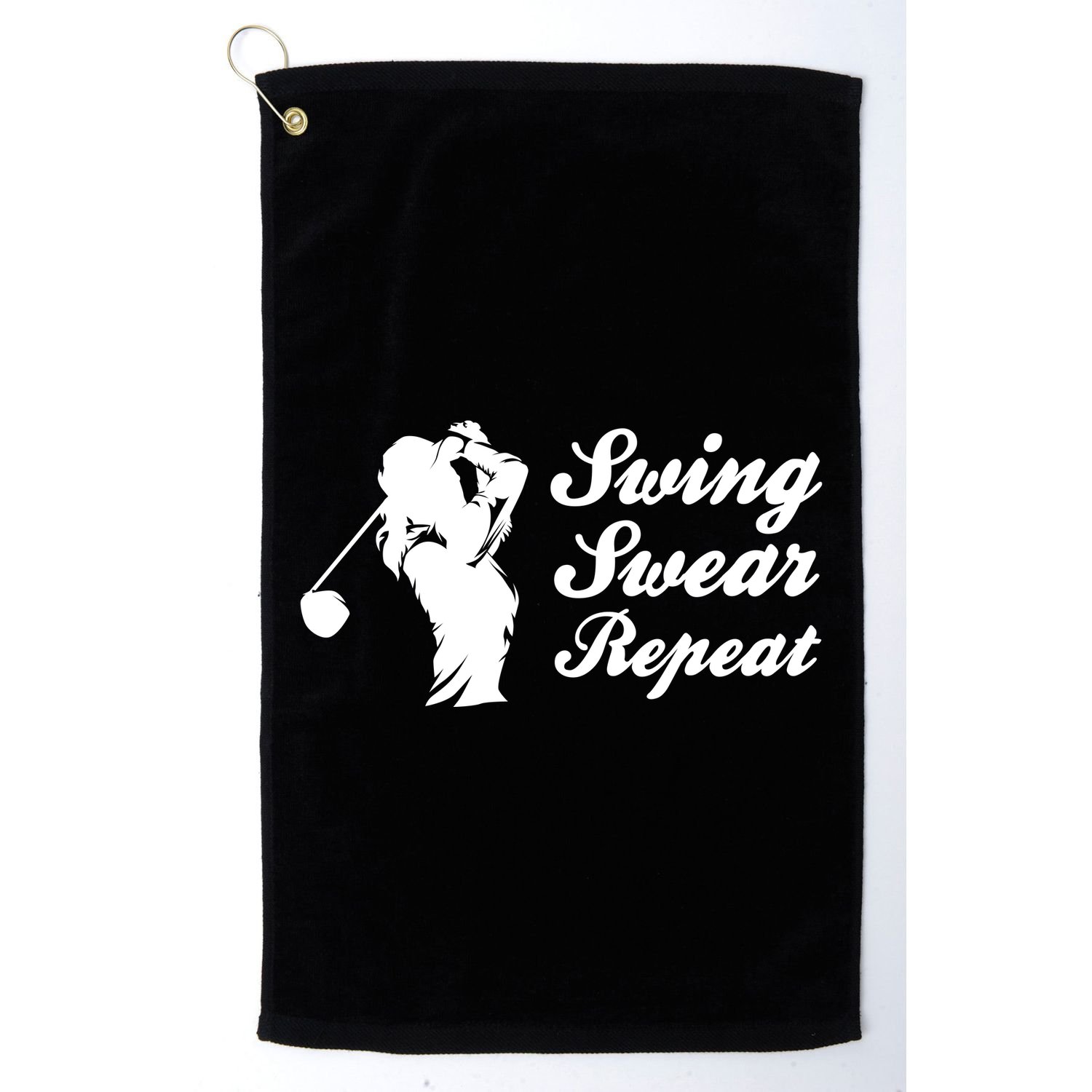 Funny Golf Swing Swear Repeat Female Golfer Version Golf Towel
