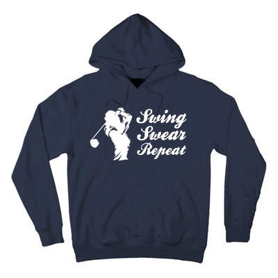 Funny Golf Swing Swear Repeat Female Golfer Version Tall Hoodie