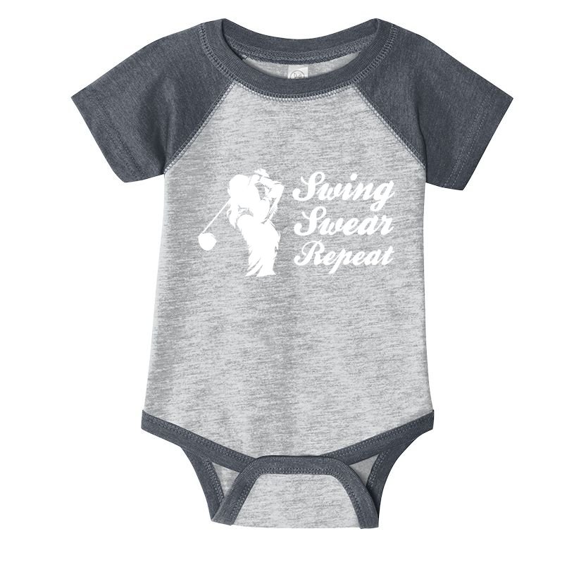 Funny Golf Swing Swear Repeat Female Golfer Version Infant Baby Jersey Bodysuit