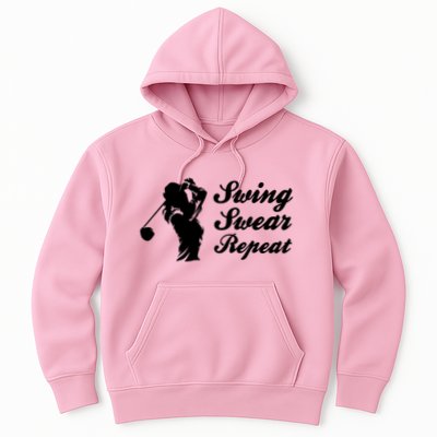 Funny Golf Swing Swear Repeat Female Golfer Version Hoodie