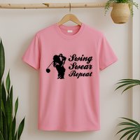 Funny Golf Swing Swear Repeat Female Golfer Version T-Shirt