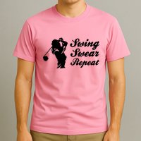 Funny Golf Swing Swear Repeat Female Golfer Version T-Shirt