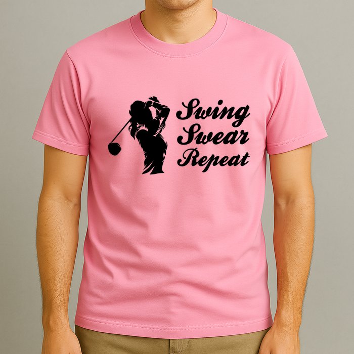 Funny Golf Swing Swear Repeat Female Golfer Version T-Shirt