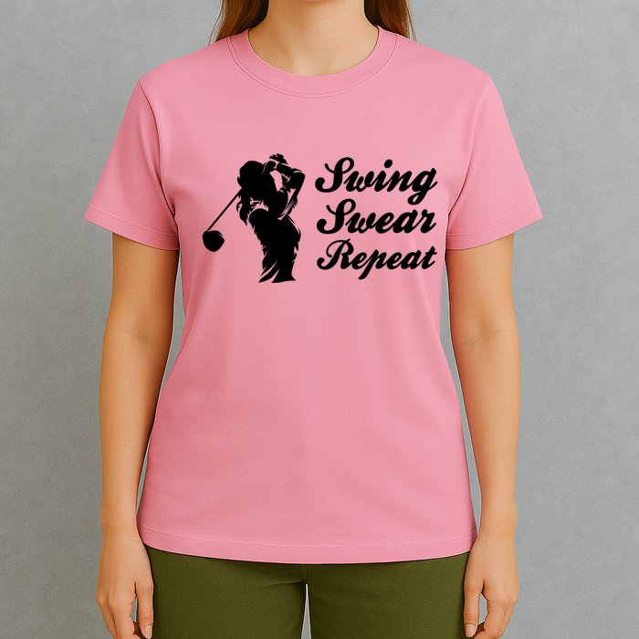 Funny Golf Swing Swear Repeat Female Golfer Version T-Shirt