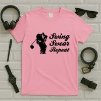 Funny Golf Swing Swear Repeat Female Golfer Version T-Shirt