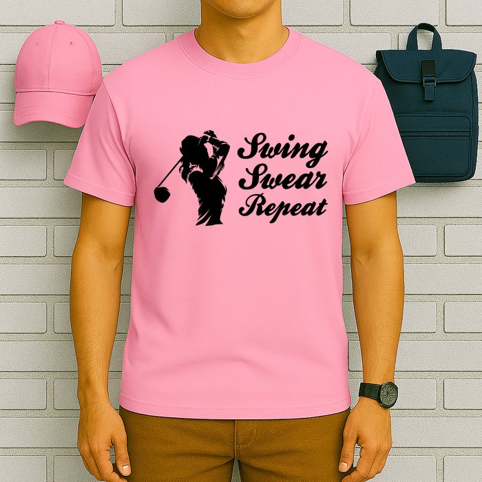 Funny Golf Swing Swear Repeat Female Golfer Version T-Shirt