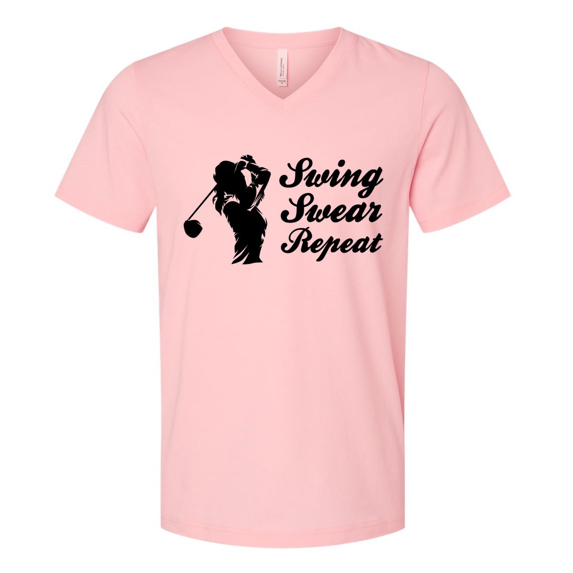 Funny Golf Swing Swear Repeat Female Golfer Version V-Neck T-Shirt