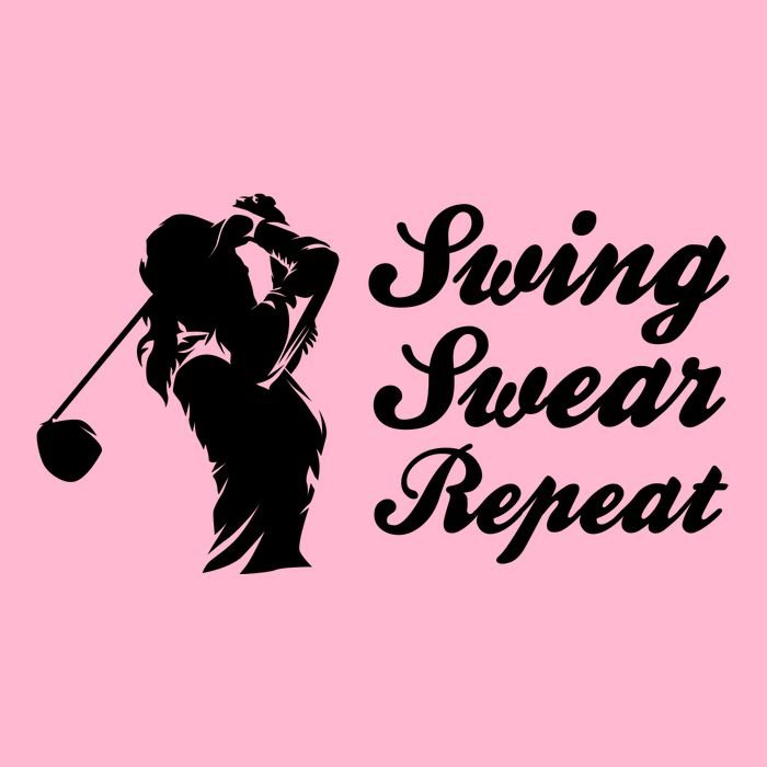 Funny Golf Swing Swear Repeat Female Golfer Version Premium T-Shirt