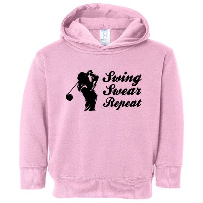 Funny Golf Swing Swear Repeat Female Golfer Version Toddler Hoodie