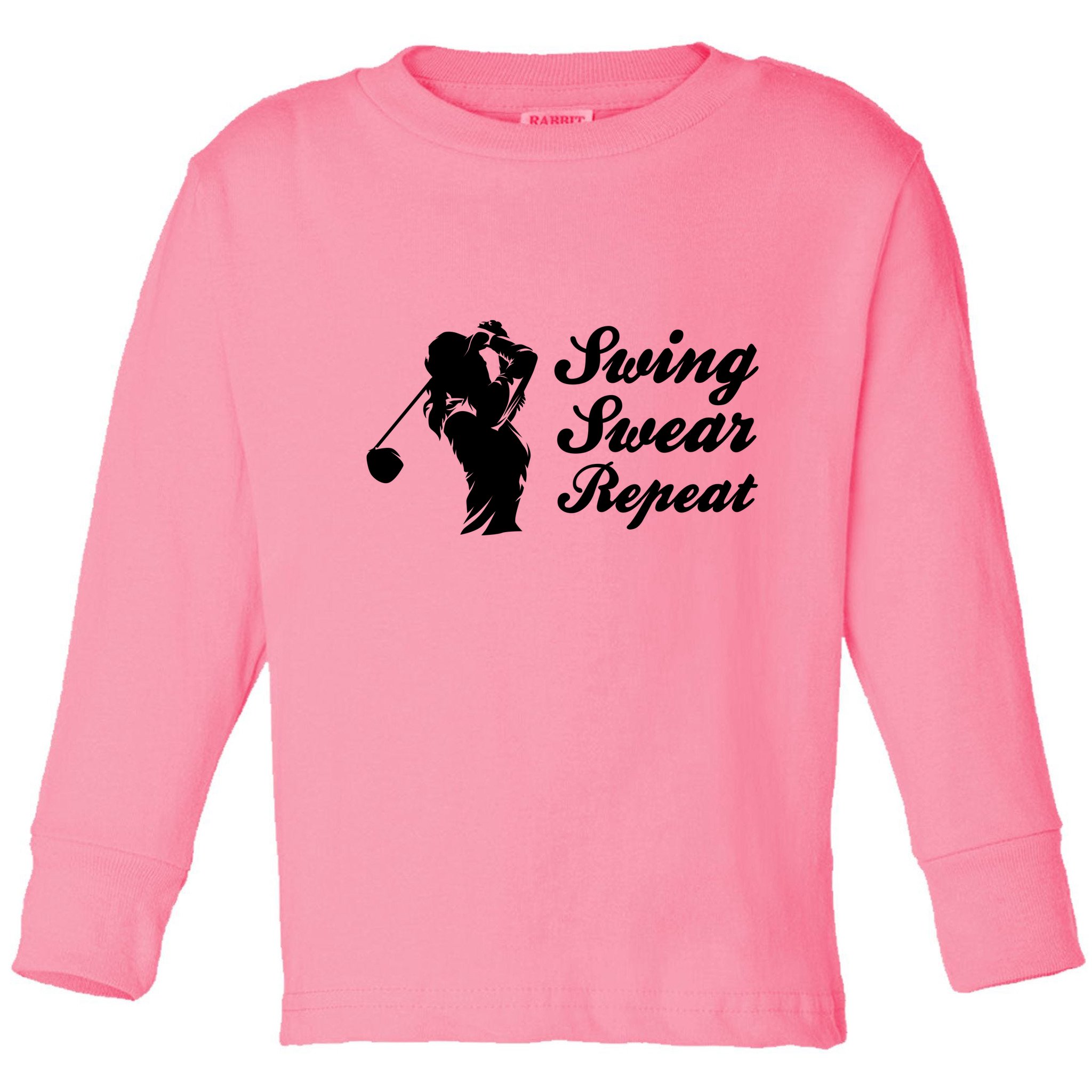 Funny Golf Swing Swear Repeat Female Golfer Version Toddler Long Sleeve Shirt