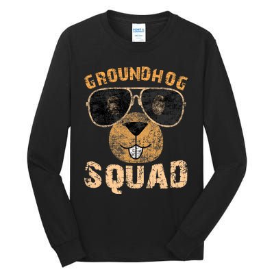 Funny Groundhog Squad Happy Groundhog Day 2024 Tall Long Sleeve T-Shirt