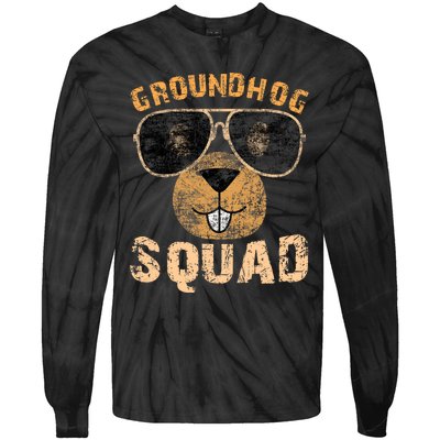 Funny Groundhog Squad Happy Groundhog Day 2024 Tie-Dye Long Sleeve Shirt